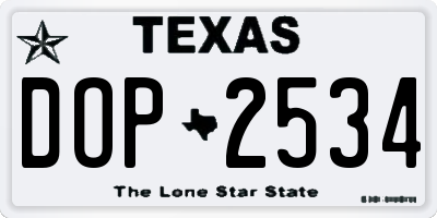 TX license plate DOP2534