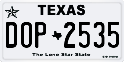 TX license plate DOP2535