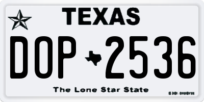 TX license plate DOP2536