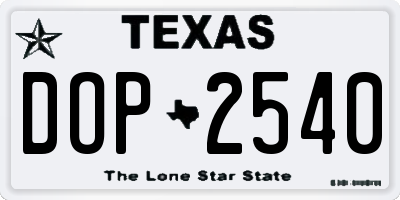 TX license plate DOP2540