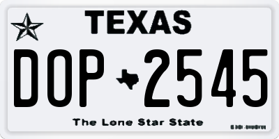 TX license plate DOP2545