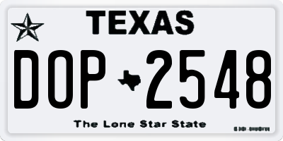 TX license plate DOP2548