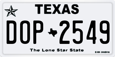 TX license plate DOP2549