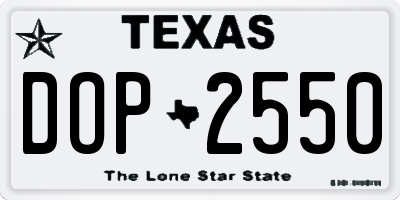 TX license plate DOP2550