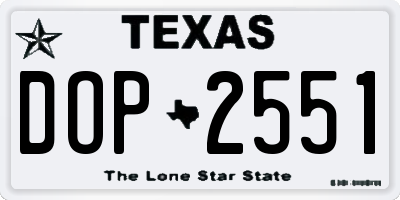 TX license plate DOP2551