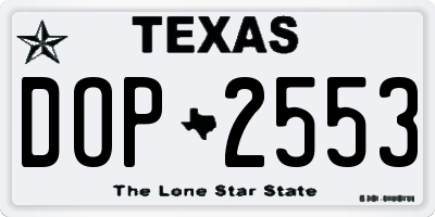 TX license plate DOP2553