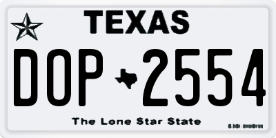 TX license plate DOP2554