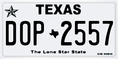 TX license plate DOP2557