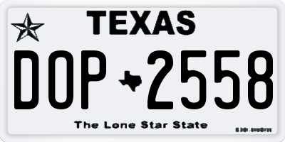 TX license plate DOP2558