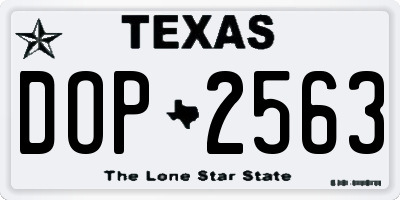 TX license plate DOP2563