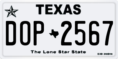 TX license plate DOP2567