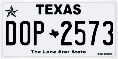 TX license plate DOP2573