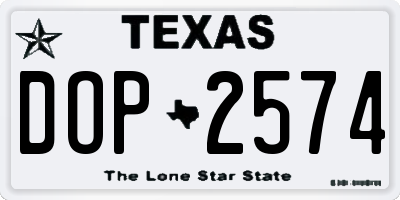 TX license plate DOP2574