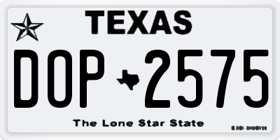 TX license plate DOP2575