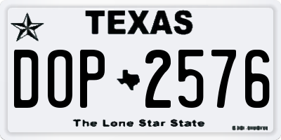 TX license plate DOP2576