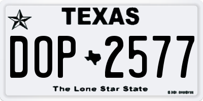 TX license plate DOP2577