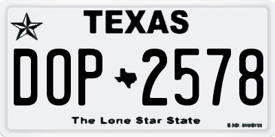 TX license plate DOP2578