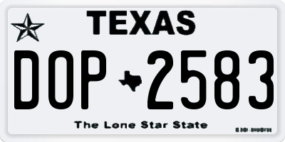 TX license plate DOP2583