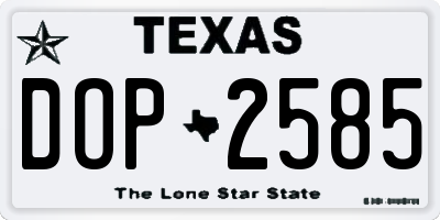 TX license plate DOP2585