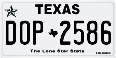 TX license plate DOP2586