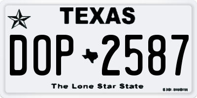 TX license plate DOP2587