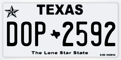 TX license plate DOP2592