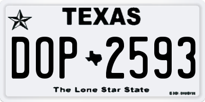 TX license plate DOP2593