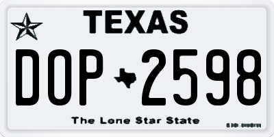 TX license plate DOP2598