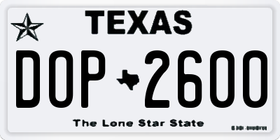 TX license plate DOP2600