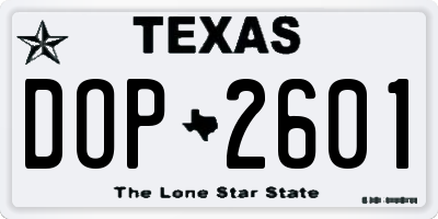 TX license plate DOP2601