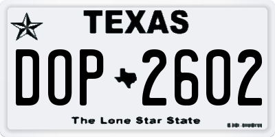 TX license plate DOP2602
