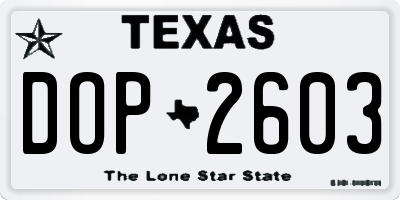 TX license plate DOP2603
