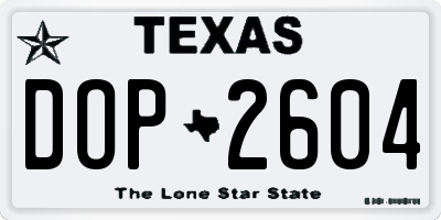 TX license plate DOP2604