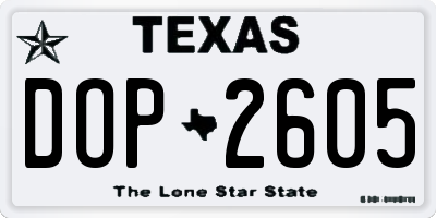 TX license plate DOP2605