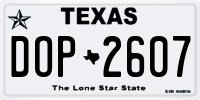 TX license plate DOP2607