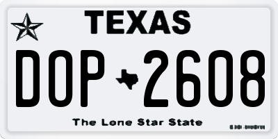 TX license plate DOP2608