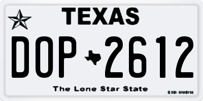 TX license plate DOP2612