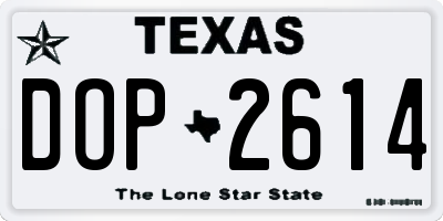TX license plate DOP2614