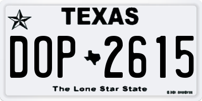 TX license plate DOP2615