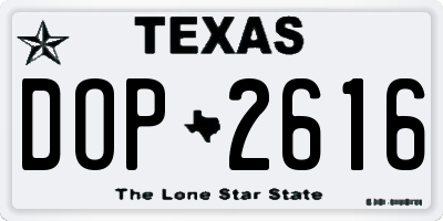 TX license plate DOP2616