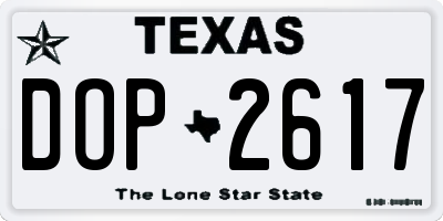 TX license plate DOP2617