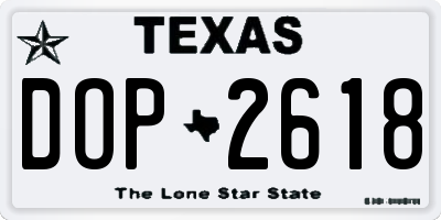 TX license plate DOP2618