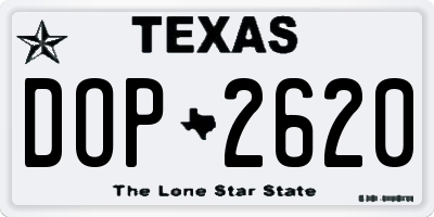 TX license plate DOP2620