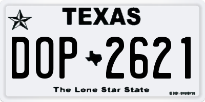 TX license plate DOP2621