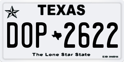 TX license plate DOP2622