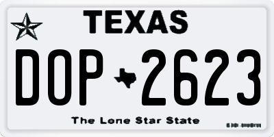 TX license plate DOP2623