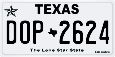 TX license plate DOP2624