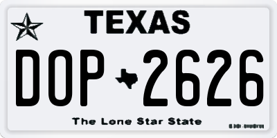 TX license plate DOP2626