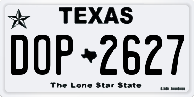 TX license plate DOP2627