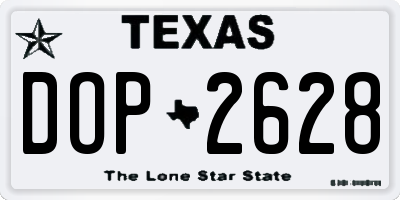 TX license plate DOP2628
